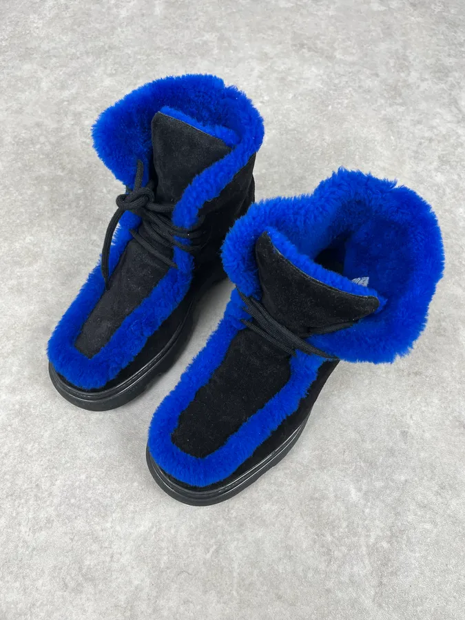 Burberry Black Suede Shearling Creeper Boots - Image 6