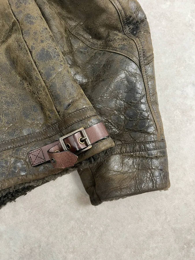 Burberry Brown Aviator Sheep Leather Eroded Jacket - Image 12