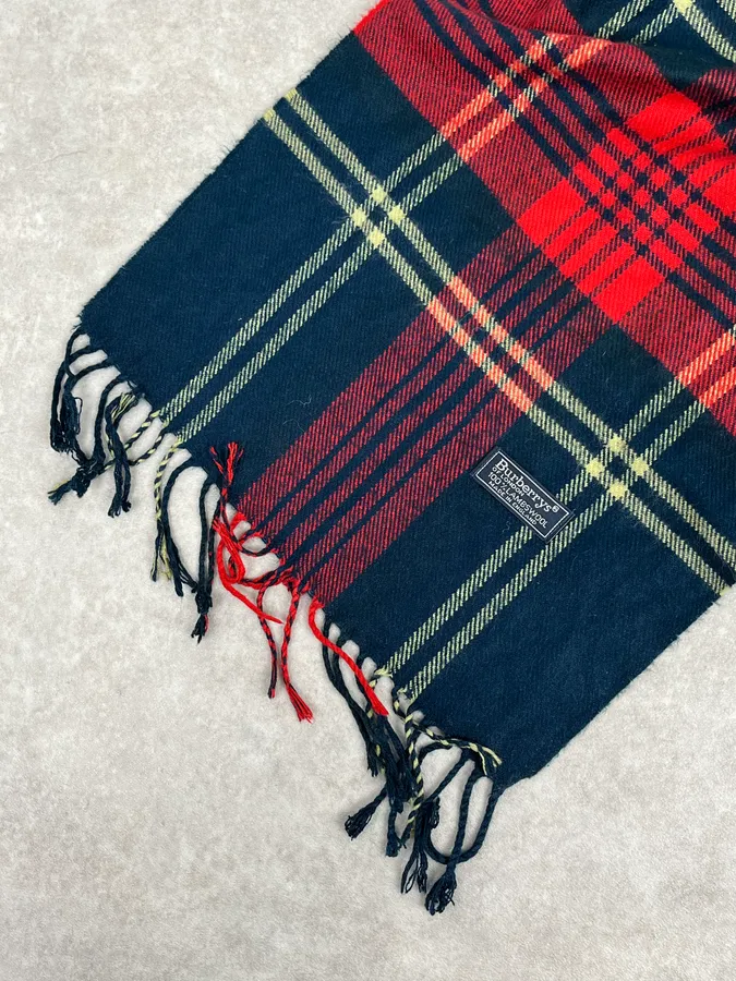 Burberry Green & Tartan Wool Scarf - Image 4
