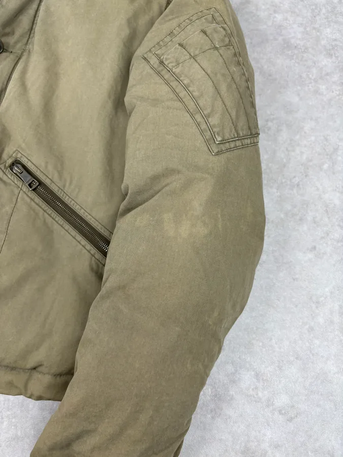 Burberry Khaki Olive Cargo Shearling Collar Bomber Jacket - Image 10
