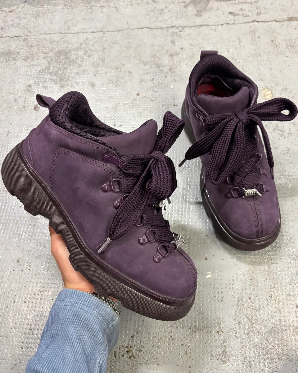 Burberry Purple Leather Extra Bubble Sneakers