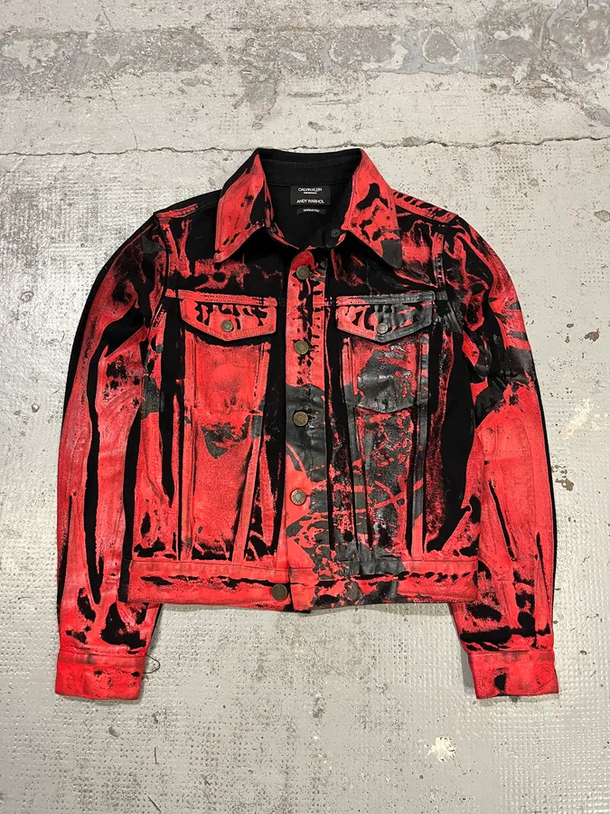 Calvin Klein x Andy Warhol Red Black Lacquered Denim Jacket