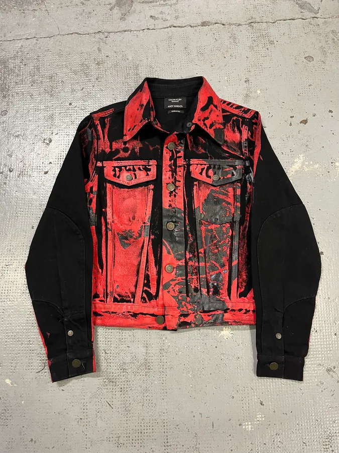 Calvin Klein x Andy Warhol Red Black Lacquered Denim Jacket - Image 4