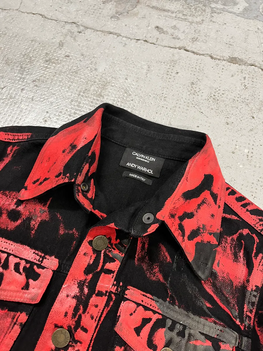 Calvin Klein x Andy Warhol Red Black Lacquered Denim Jacket - Image 5