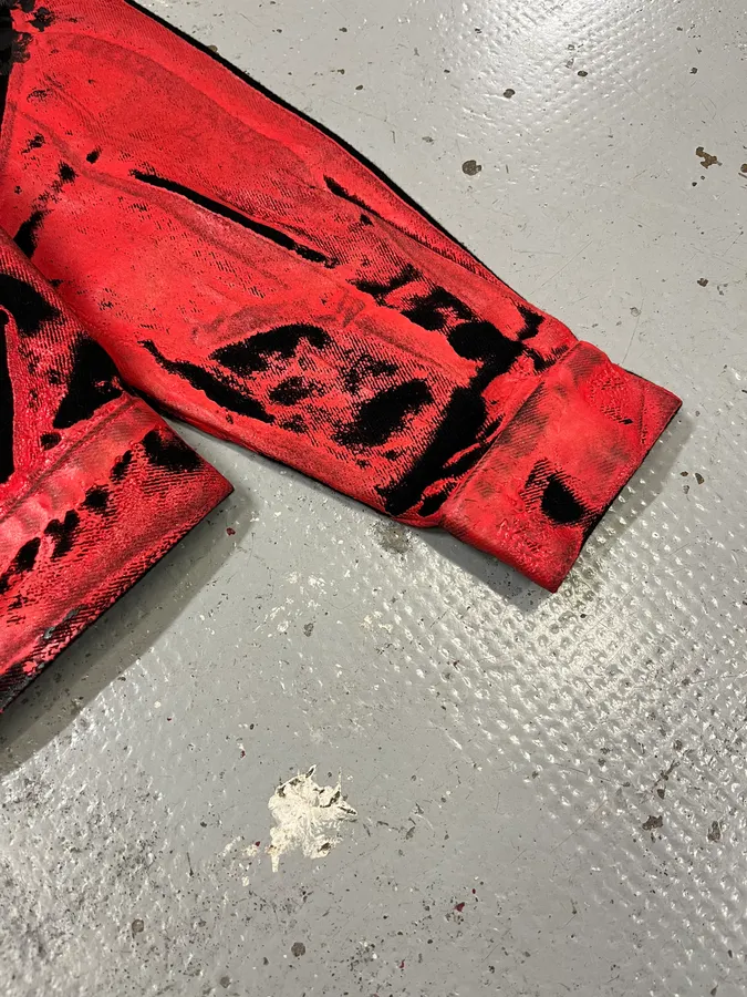 Calvin Klein x Andy Warhol Red Black Lacquered Denim Jacket - Image 6