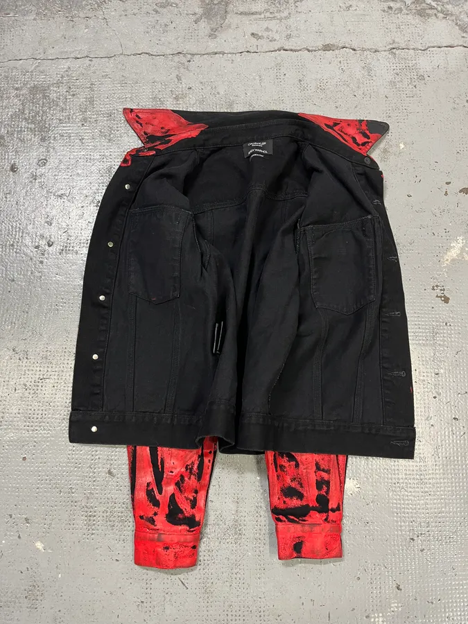 Calvin Klein x Andy Warhol Red Black Lacquered Denim Jacket - Image 9