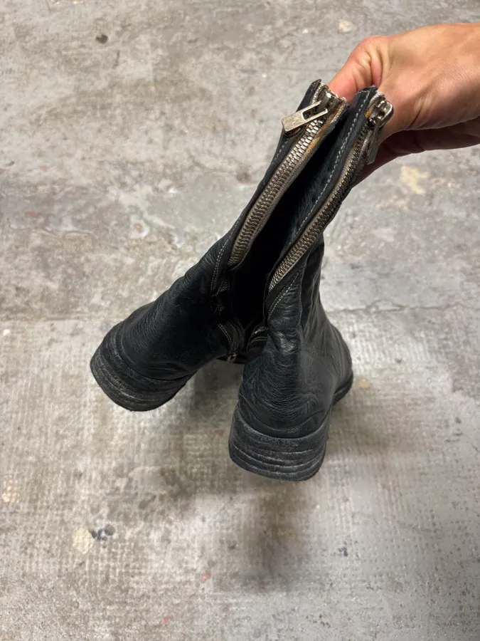 Carol Christian Poell Tornado Navy Grey Leather Boots AM/2601L - Image 30