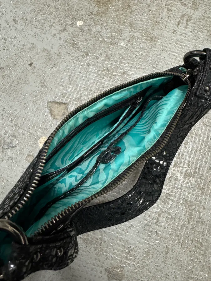 Cavalli Black Pony Hair Python Effect Bag - Image 7