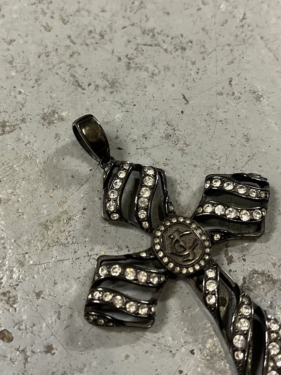Cavalli Black Strassed Cross Pendant - Image 5