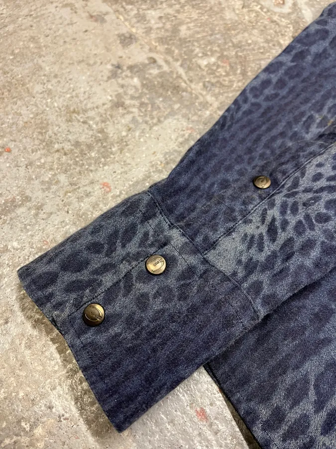 Cavalli Blue Safari Savage Leopard Shirt - Image 3