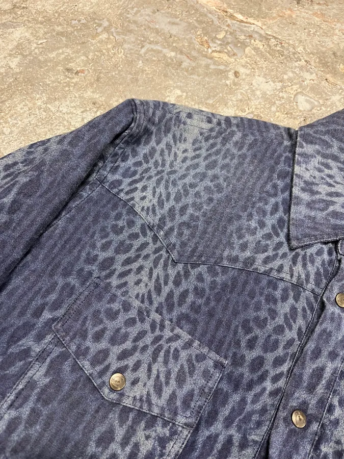 Cavalli Blue Safari Savage Leopard Shirt - Image 5