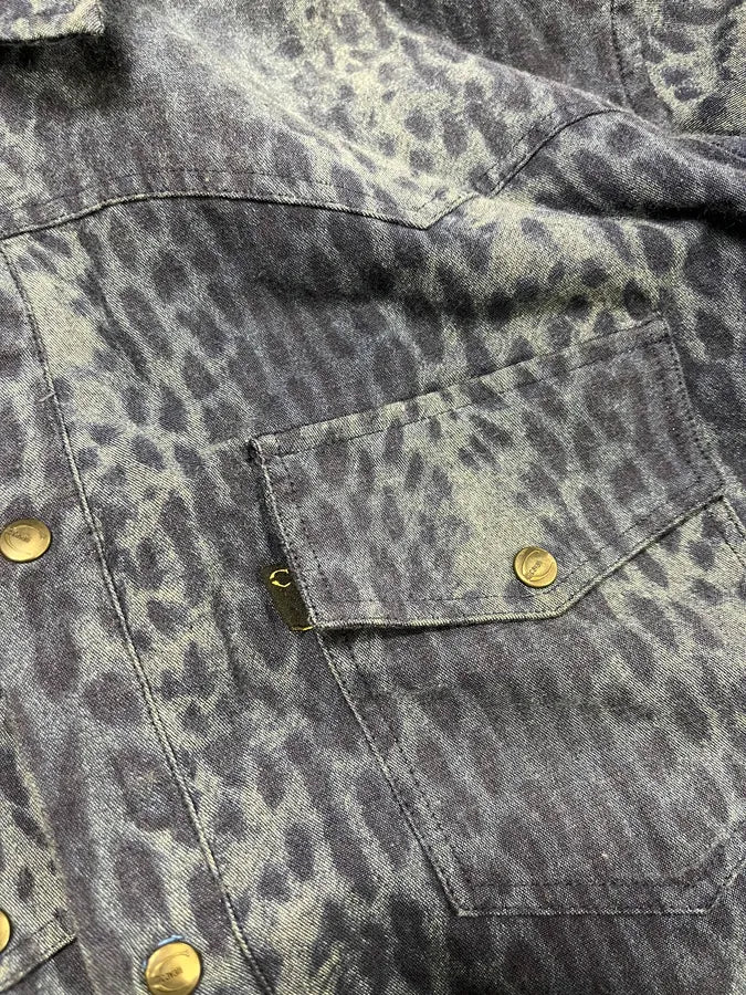 Cavalli Blue Safari Savage Leopard Shirt - Image 6