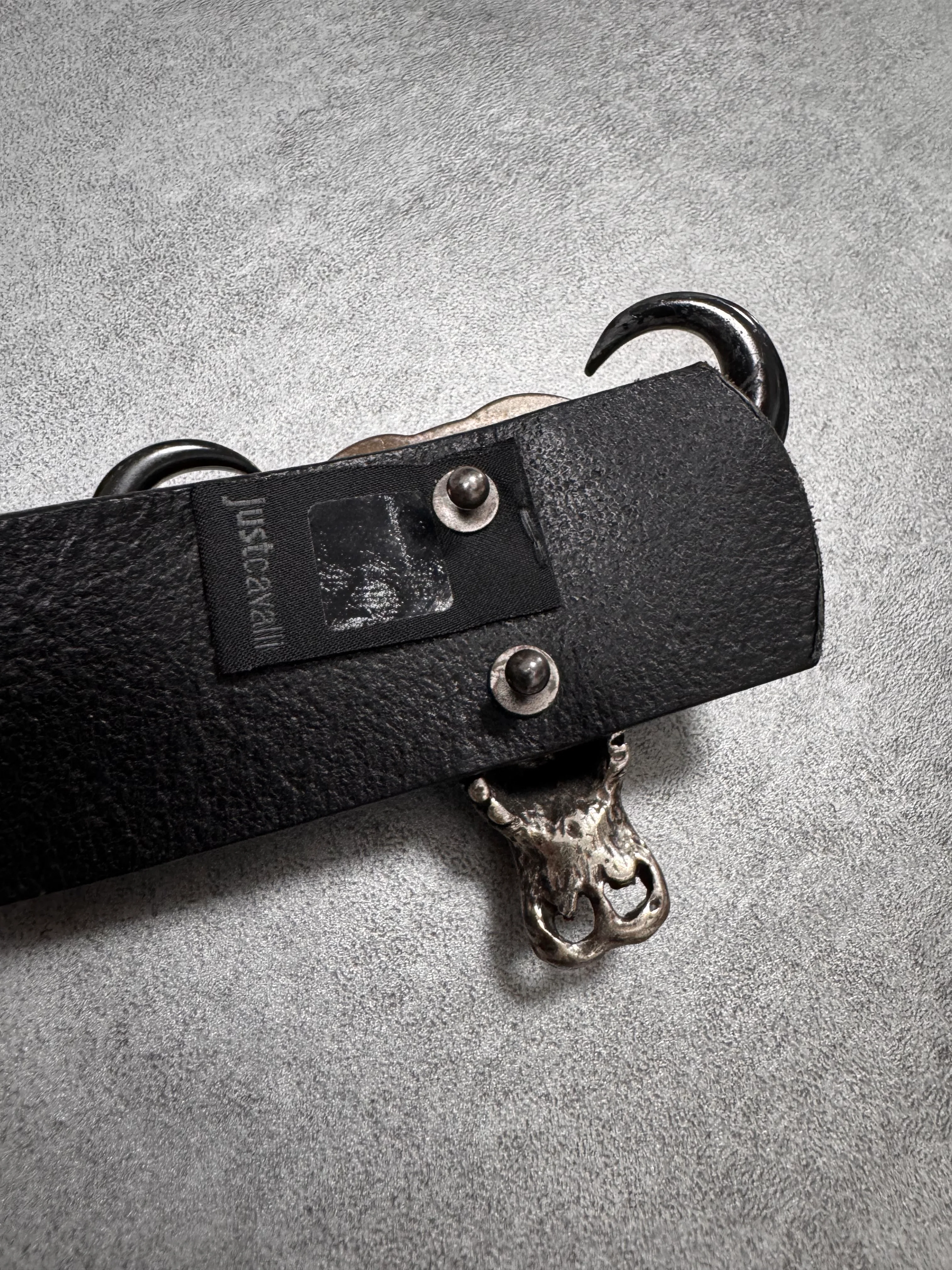 Cavalli Bull Skull Buckle Leather Belt - Image 4