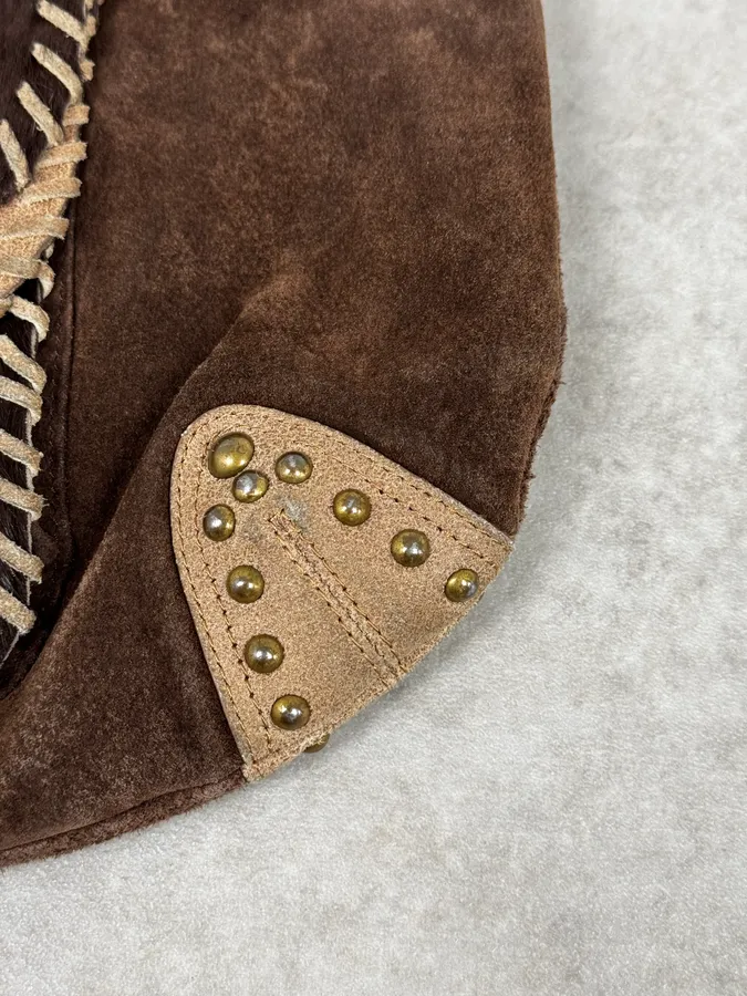Cavalli Fur Pockets Brown Leather Bag - Image 7