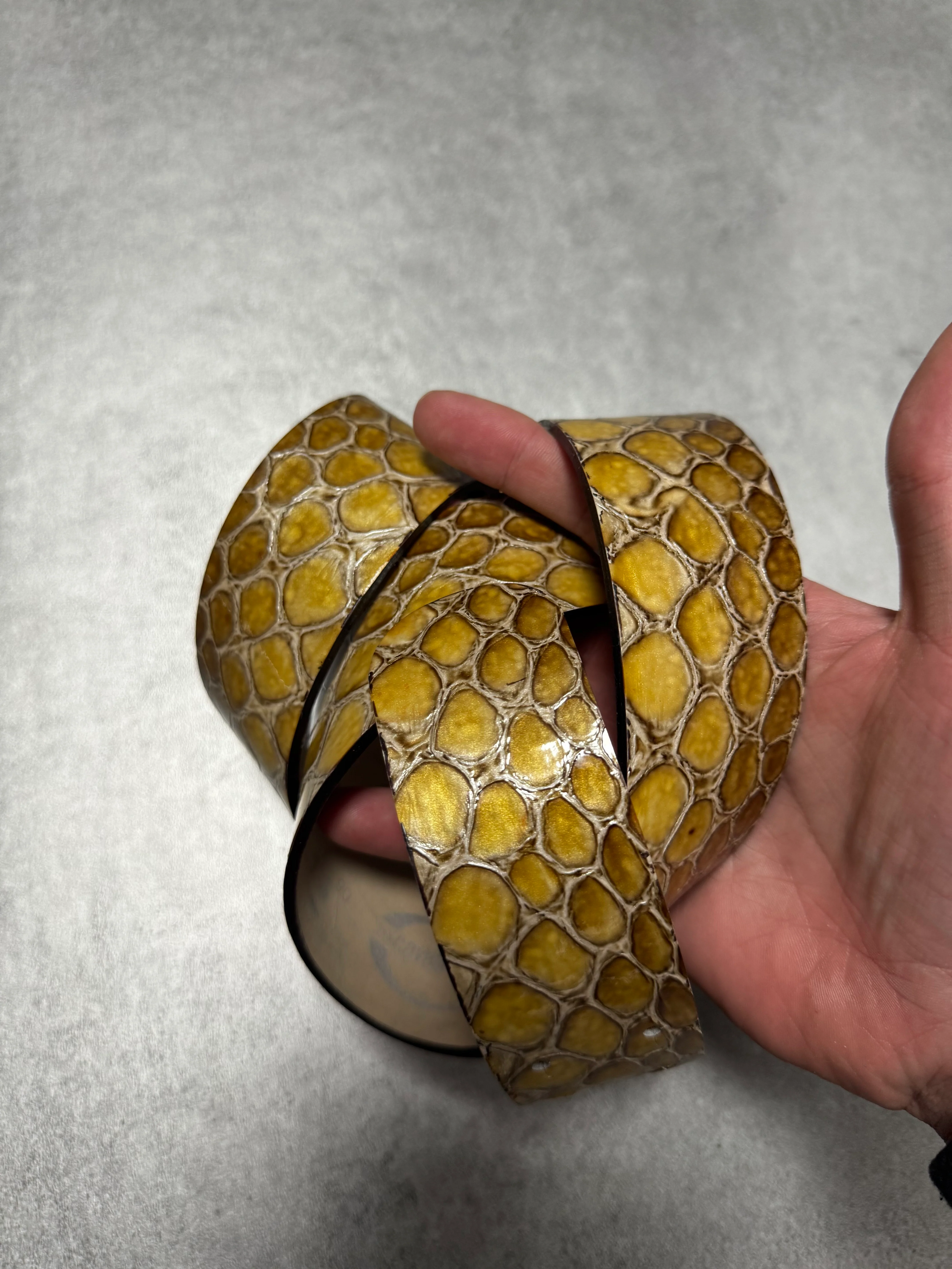 Cavalli Yellow Python Effect Leather Belt - Image 4