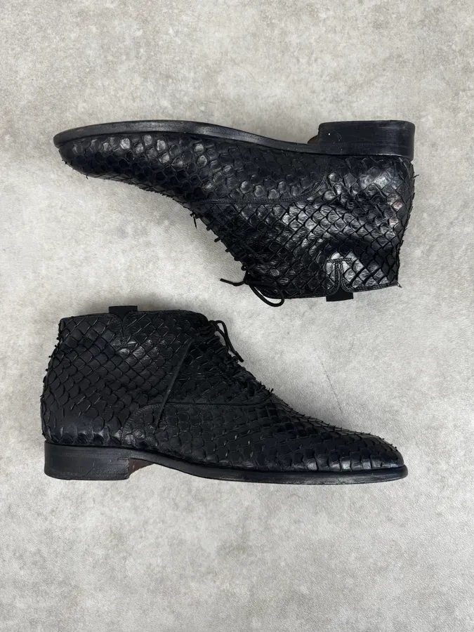 Cesare Paciotti Black Anaconda Leather Lace-Up Shoes - Image 3