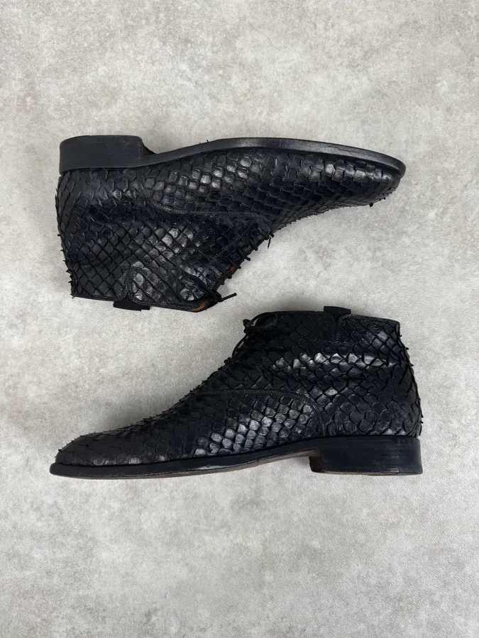Cesare Paciotti Black Anaconda Leather Lace-Up Shoes - Image 4
