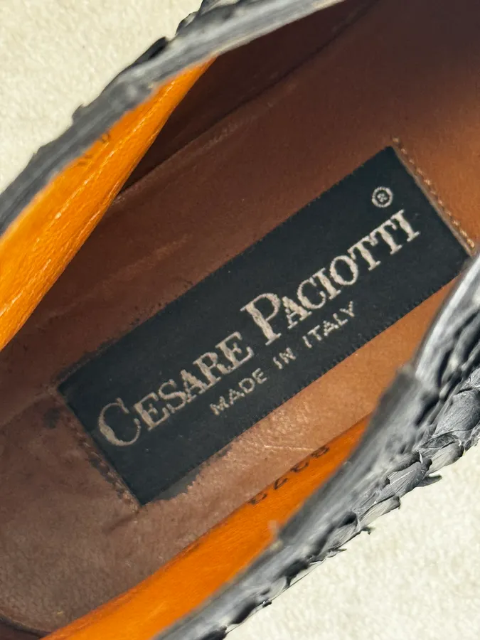 Cesare Paciotti Black Anaconda Leather Lace-Up Shoes - Image 9