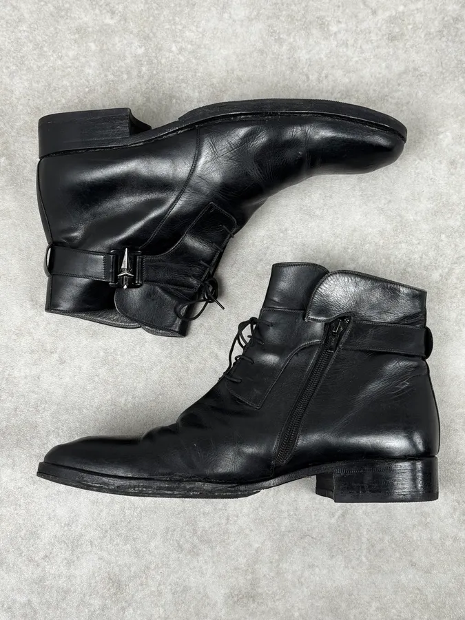Cesare Paciotti Black Avant-Garde Rock Leather Italian Boots - Image 2