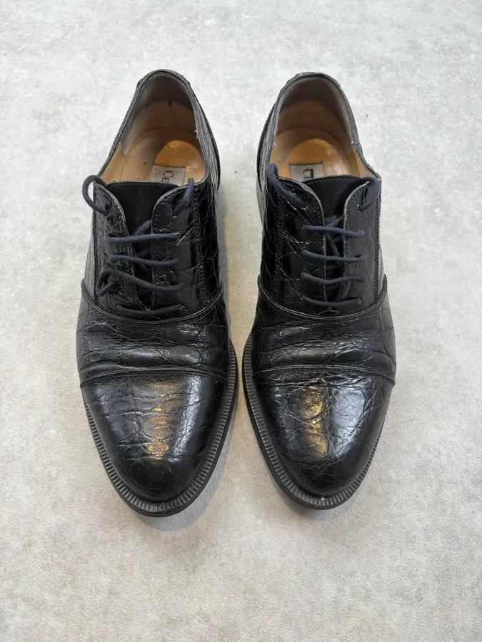 Cesare Paciotti Black Crocodile Leather Oxford Shoes - Image 3