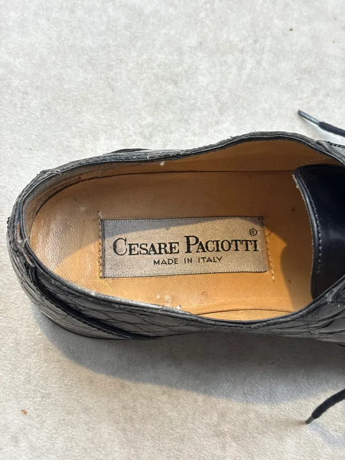 Cesare Paciotti Black Crocodile Leather Oxford Shoes - Image 8