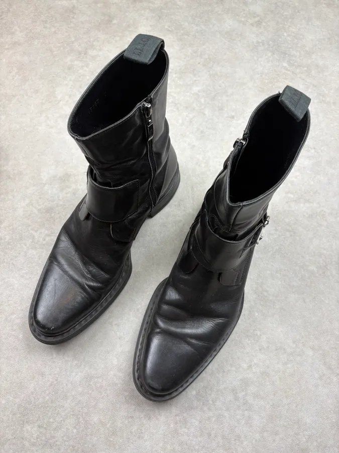Cesare Paciotti Black Leather Buckle Ankle Boots - Image 3
