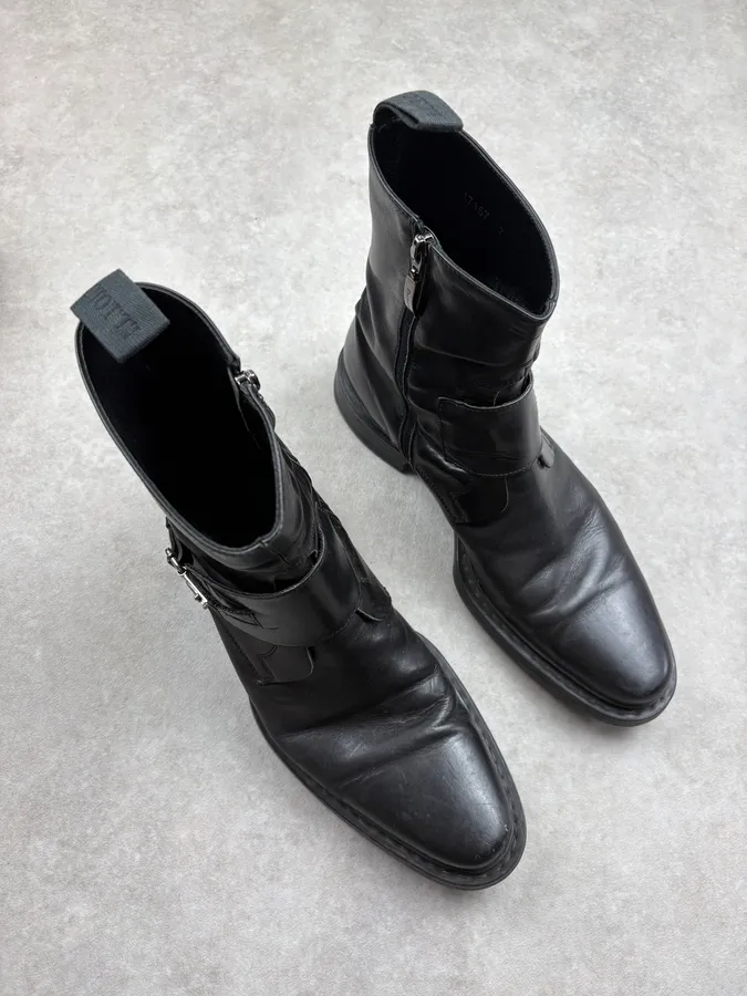 Cesare Paciotti Black Leather Buckle Ankle Boots - Image 4