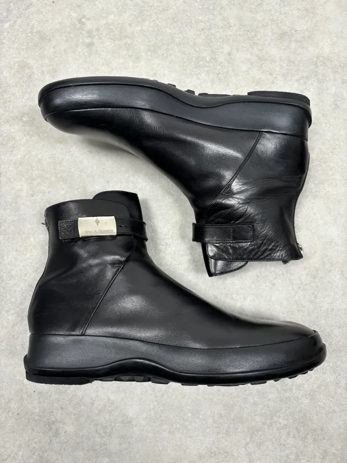 Cesare Paciotti Black Leather Chelsea Metal Buckle Boots - Image 2