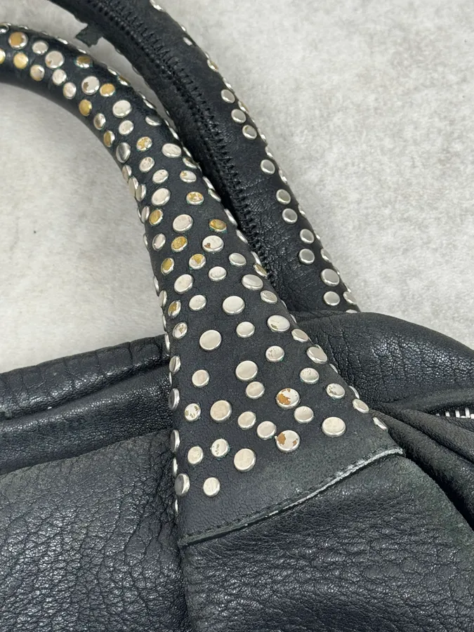 Cesare Paciotti Black Leather Studded Handle Bag - Image 7