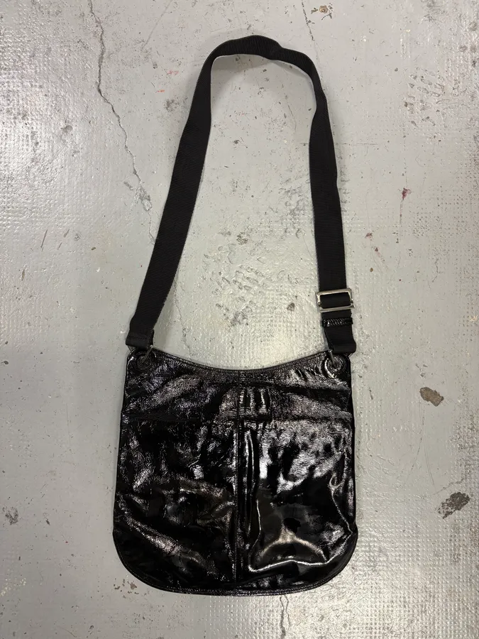 Cesare Paciotti Black Patent Leather Multi-Pocket Crossbody Bag - Image 7