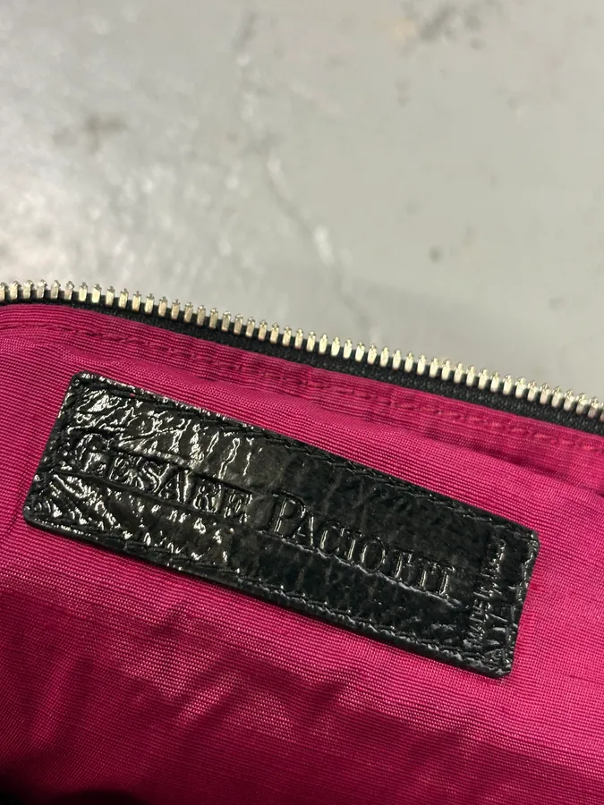Cesare Paciotti Black Patent Leather Multi-Pocket Crossbody Bag - Image 9