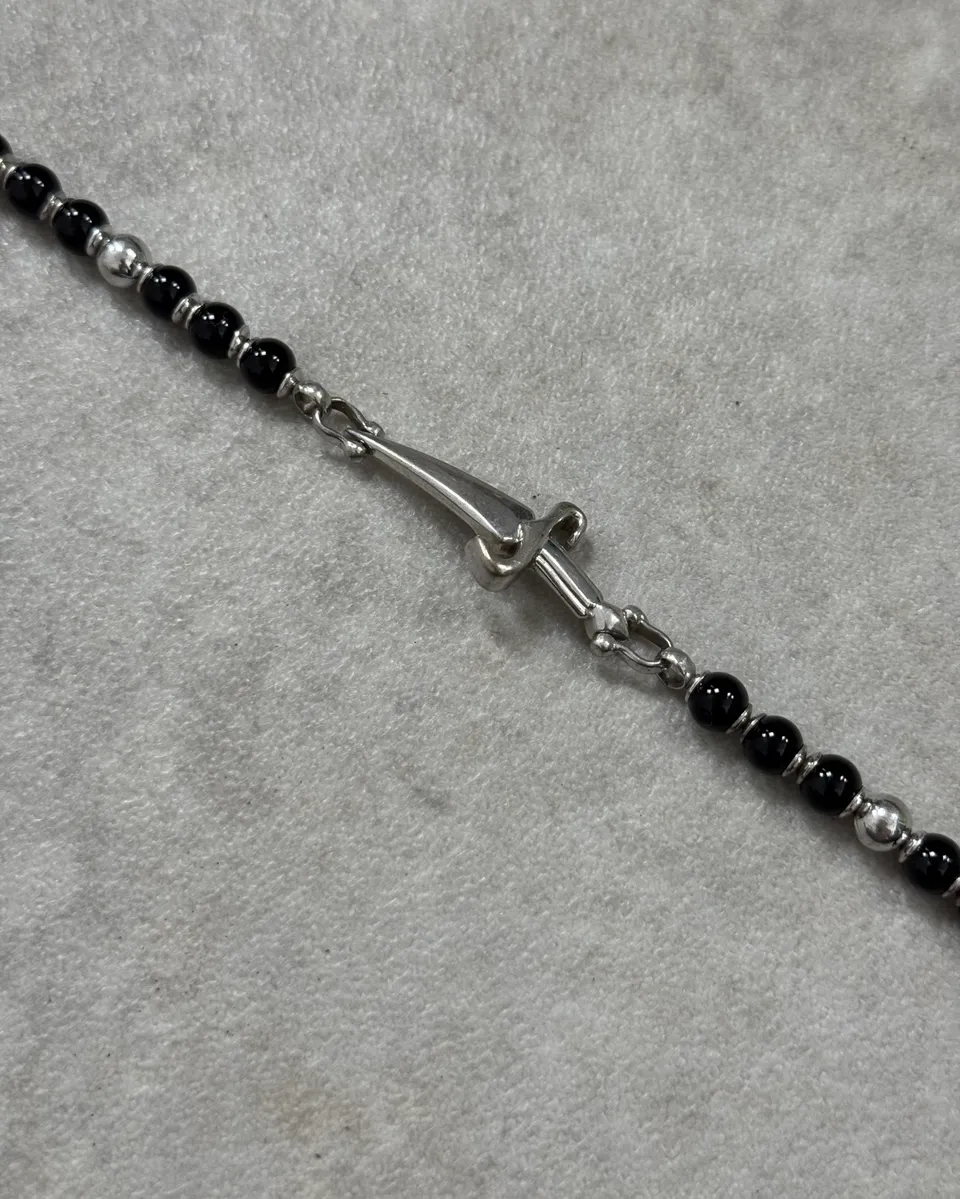Cesare Paciotti Black Pearl Beaded Stainless Steel Dagger Bracelet - Image 6