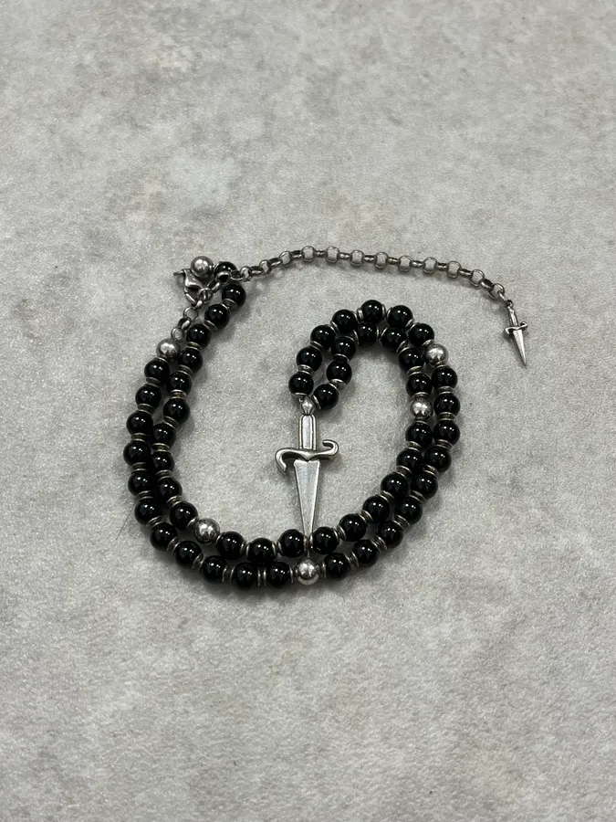 Cesare Paciotti Black Pearl Dagger Necklace - Image 3