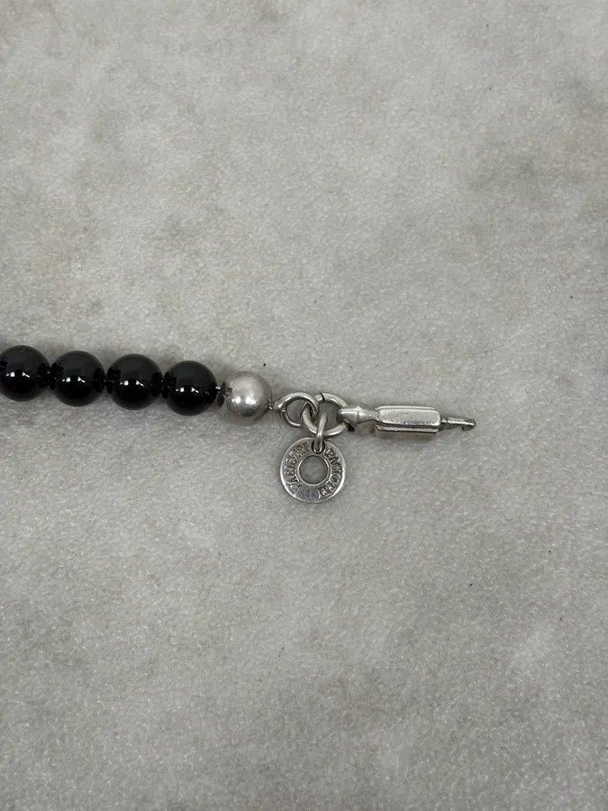 Cesare Paciotti Black Pearl Silver Dagger Beaded Bracelet - Image 8