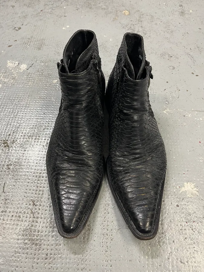 Cesare Paciotti Black Python Leather Chelsea Boots - Image 6