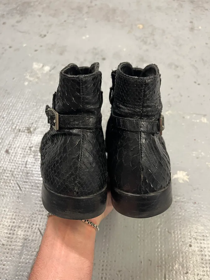 Cesare Paciotti Black Python Leather Chelsea Boots - Image 7