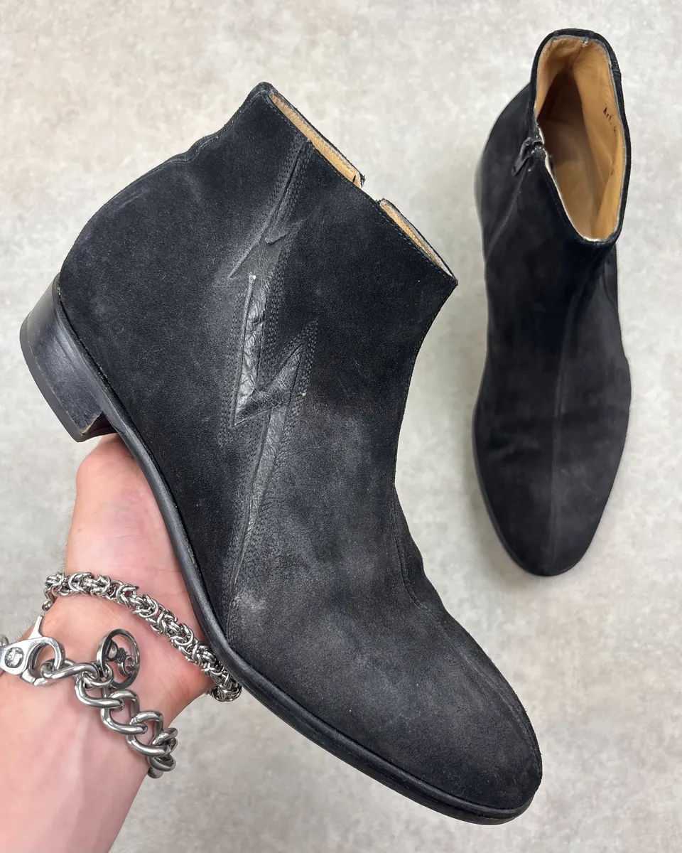 Cesare Paciotti Black Suede Chelsea Leather Boots