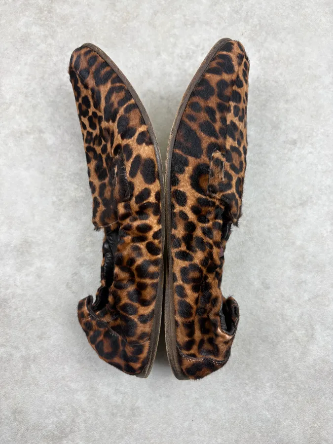 Cesare Paciotti Brown Calf Hair Leopard Curved Loafers - Image 4