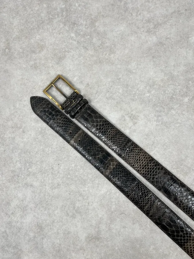 Cesare Paciotti Brown Leather Python Embossed Belt - Image 4