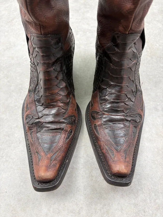 Cesare Paciotti Brown Python Leather Western Boots - Image 3
