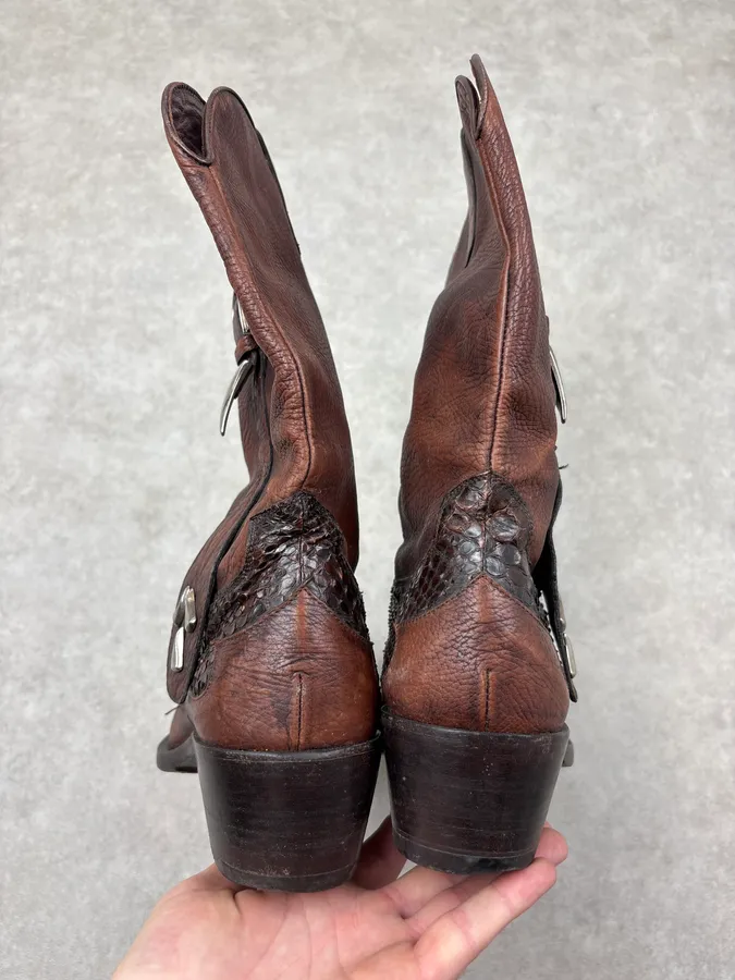 Cesare Paciotti Brown Python Leather Western Boots - Image 7