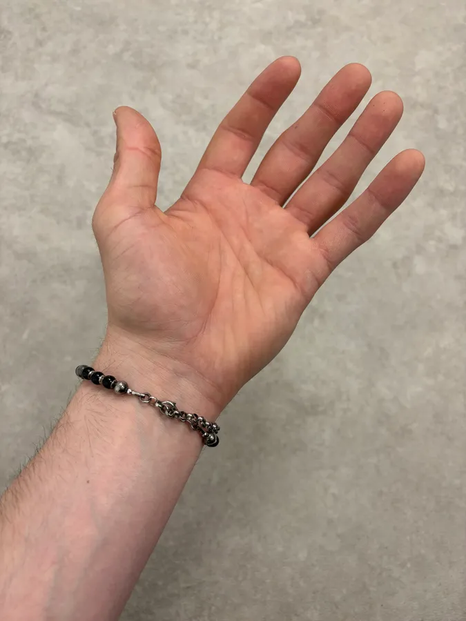 Cesare Paciotti Dagger Black Pearls Silver Bracelet - Image 3
