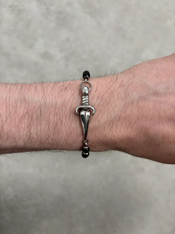 Cesare Paciotti Dagger Black Pearls Silver Bracelet - Image 4