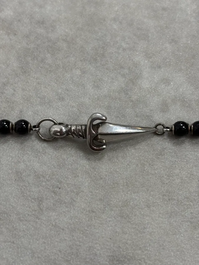 Cesare Paciotti Dagger Black Pearls Silver Bracelet - Image 6