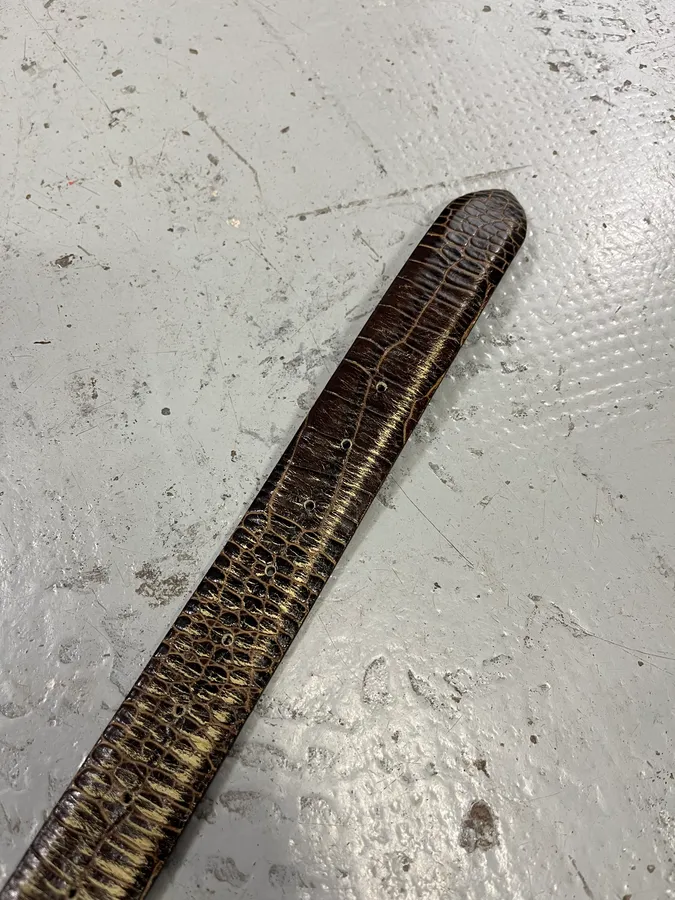 Cesare Paciotti Dagger Buckle Crocodile Effect Brown Leather Belt - Image 6