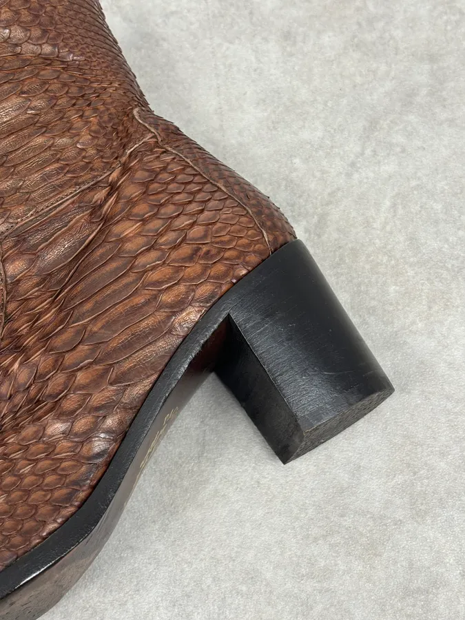 Cesare Paciotti Italian Python Leather Brown Boots - Image 12