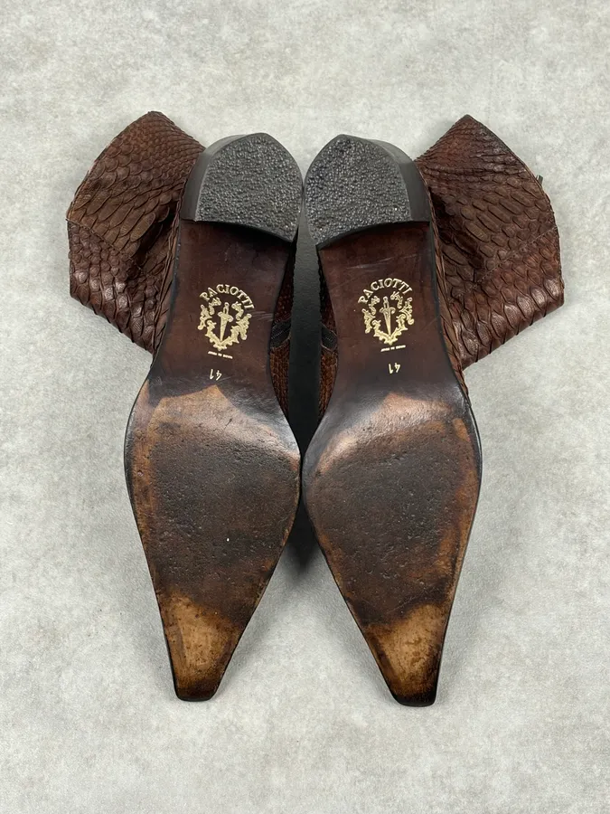 Cesare Paciotti Italian Python Leather Brown Boots - Image 13