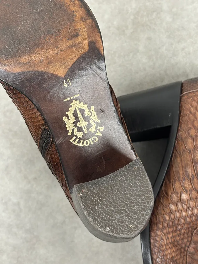 Cesare Paciotti Italian Python Leather Brown Boots - Image 14