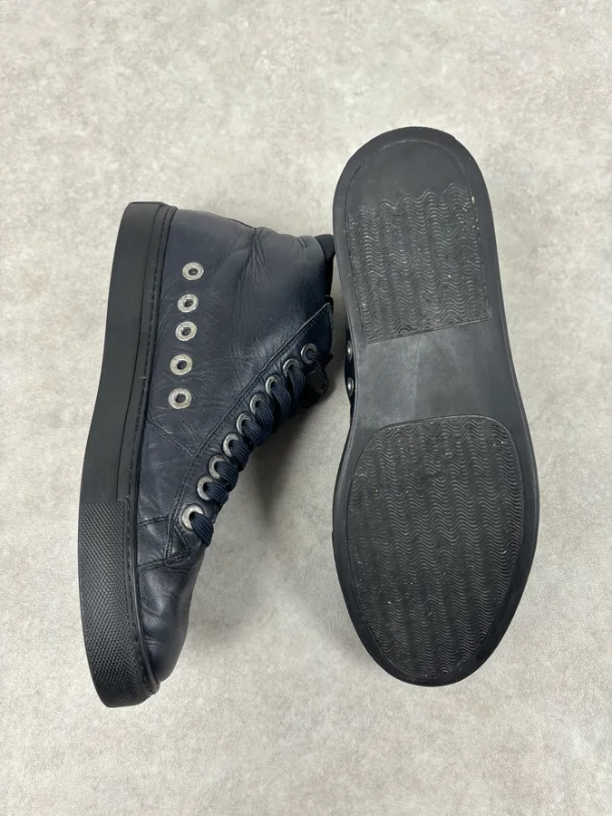 Cesare Paciotti Navy Eyelet Leather High Sneakers - Image 12