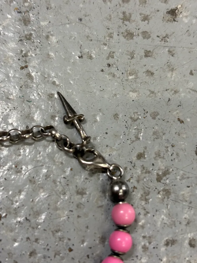 Cesare Paciotti Pink Beaded Spike Pendant Necklace - Image 4